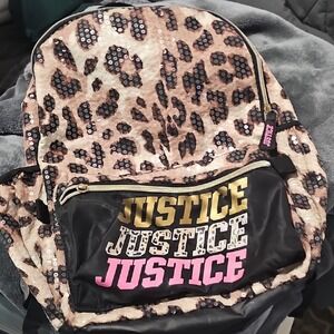 Justice Leopard Print Sequin Backpack